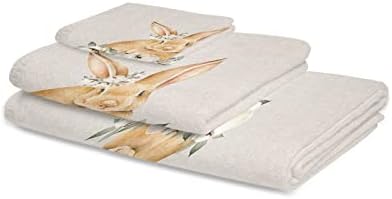 Easter Bunny 3-Piece Bath Towels Set for Home Travel Use