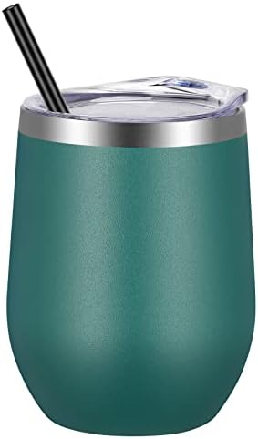 VEGOND Double Wall Stainless Steel Wine Tumbler with Lid and Straw