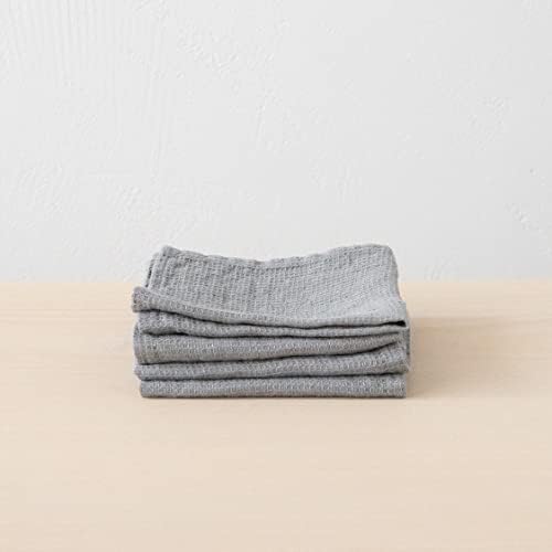 LinenMe Hand Towels Set of 4 12x12 Graphite Soft Dries Quickly