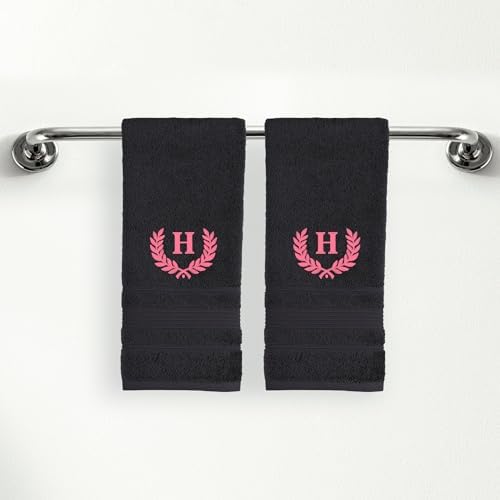 Personalized Monogrammed Black Hand Towel Set 2-Piece
