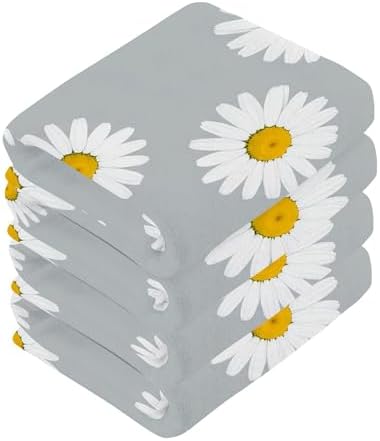 White Daisy-Shaped Pure Cotton Washcloths Set 2-Piece Reusable Face Towels