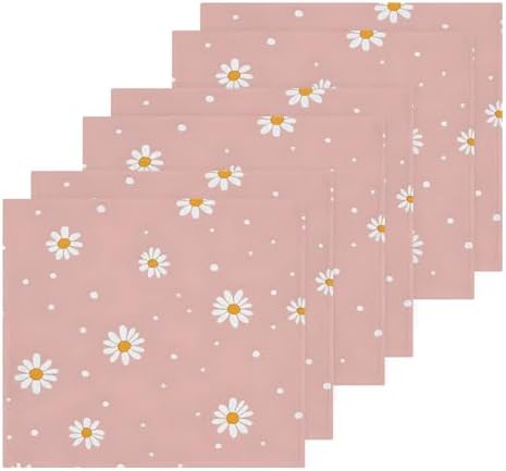 Xigua White Daisy Washcloths Set of 2 12x12 Inch Fast Drying Towels