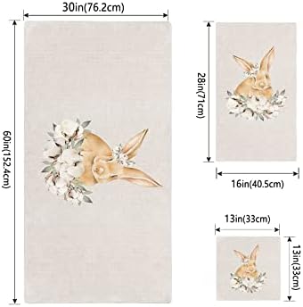 Easter Bunny 3-Piece Bath Towels Set for Home Travel Use