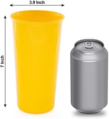 Mintra Home Reusable Plastic Cups 28 Ounce Tumbler - Yellow - Pack of 6