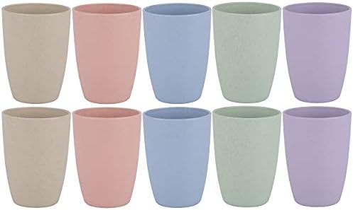 LuckyZone 12-Oz Wheat Straw Reusable Cup Set - Eco-Friendly BPA-Free Unbreakable