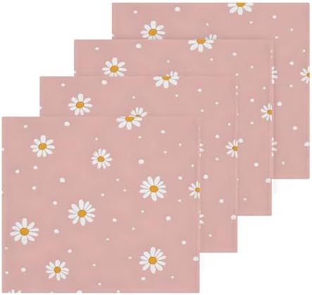 Xigua White Daisy Washcloths Set of 2 12x12 Inch Fast Drying Towels