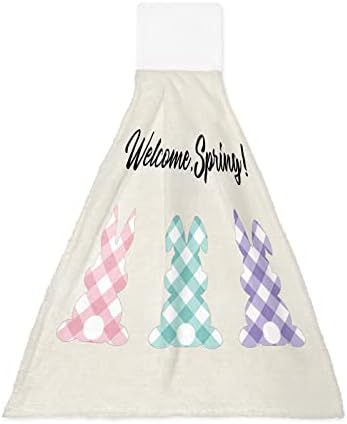 Easter Welcoming Spring Bunny Hanging Kitchen Bathroom Towels Set of 1