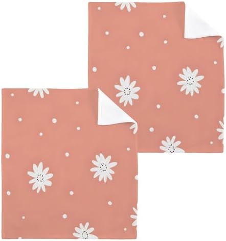 Xigua White Daisy Washcloths Set of 2 12x12 Inch