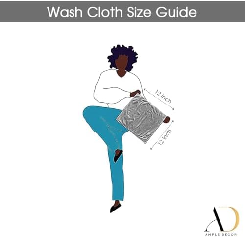 Ample Decor 12x12 Inch Washcloths Pack of 5 - Grey