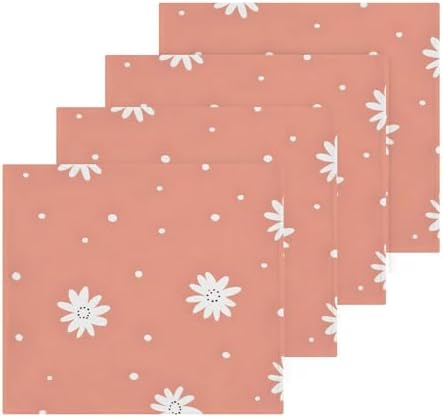 Xigua White Daisy Washcloths Set of 2 12x12 Inch