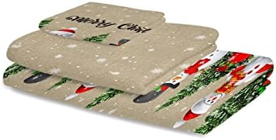Bath Towels Set of 3 Christmas Cute Snowman Tree Design