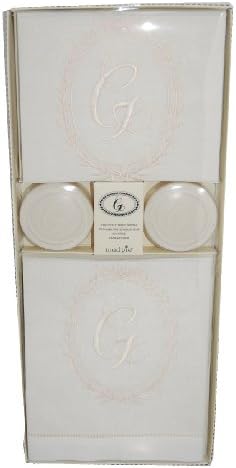 Mud Pie Initials Home Linen Towels and Round Soap Set