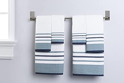 Elegant Waves Blue Stripe 6 Piece bath towel set