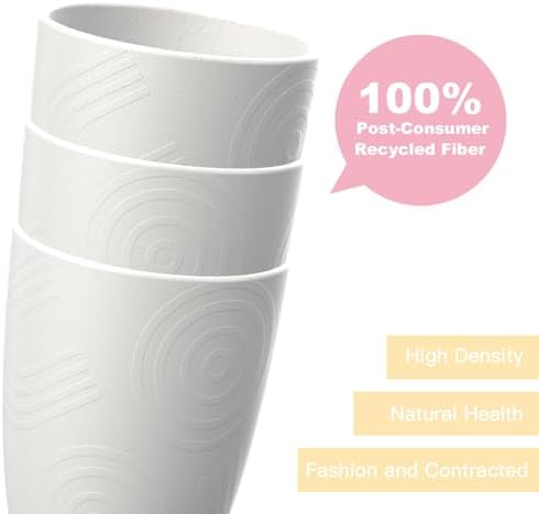 Homienly Reusable 12oz Wheat Straw Drinking Cups Set of 6 White