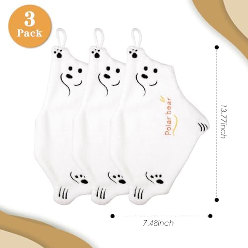 3-Pack Polar Bear Hand Towels for Kids