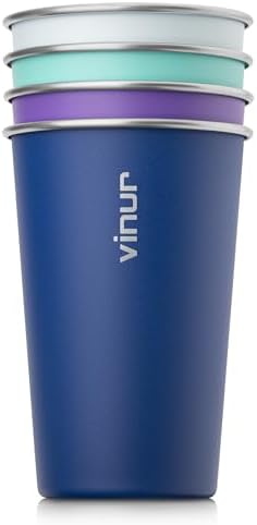 Stainless Steel Pint Glasses 4-Pack 16 Oz Child-Friendly Durable Eco-Friendly