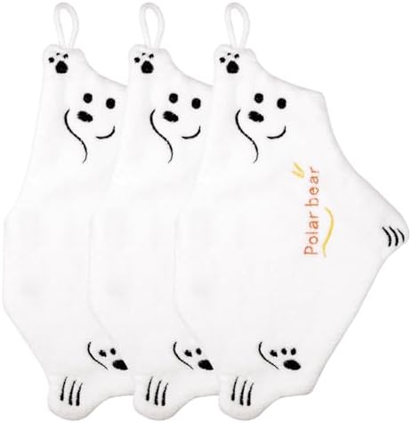 3-Pack Polar Bear Hand Towels for Kids