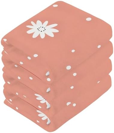 Xigua White Daisy Washcloths Set of 2 12x12 Inch