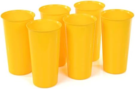 Mintra Home Reusable Plastic Cups 28 Ounce Tumbler - Yellow - Pack of 6