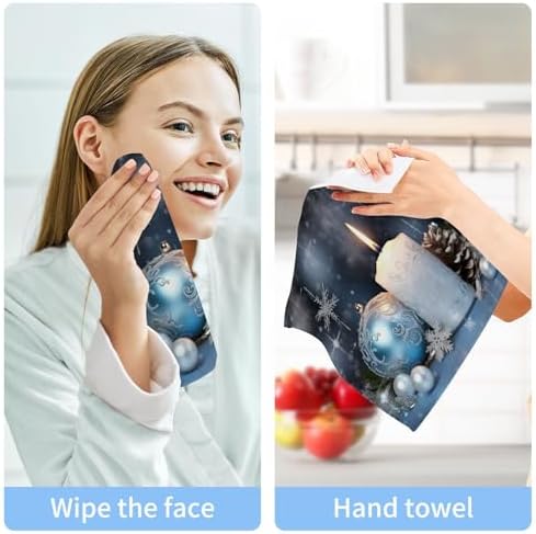 Christmas Candle Washcloths 2 Pack Soft Reusable Face Towels