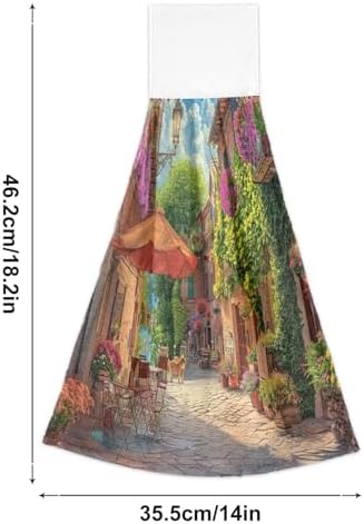 Perfect Quick Dry Kitchen Towels with LoopItalian Street Scene