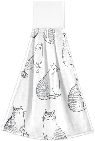 KLL Funny Singapuracats White Towels with Hook Loop Set