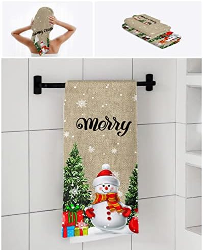 Bath Towels Set of 3 Christmas Cute Snowman Tree Design