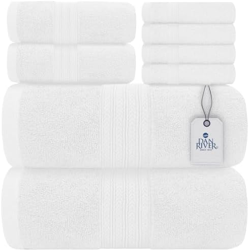 Elegant 8-Piece Cotton Towel Set Soft Absorbent Machine Washable