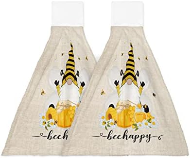 Durable Hanging Loop Towels with Bees Gnomes Design Set of 2