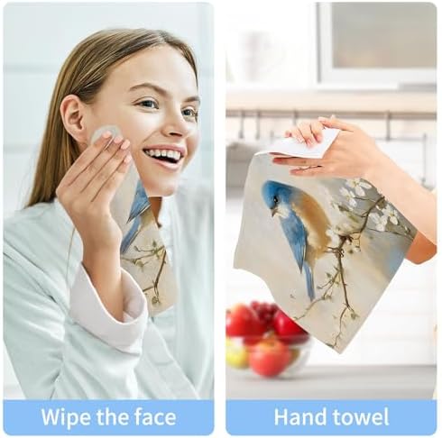 Stylish Xigua Blue Bird Washcloth Set