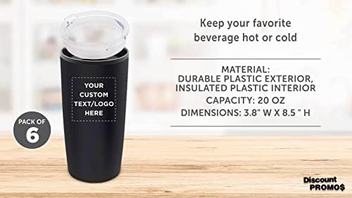 Custom Plastic Tumblers with Lid Insulated Set of 6