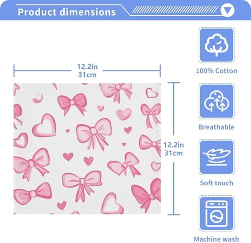 Xigua Bow Pattern Washcloths Set of 2 - 12x12 Inch 1