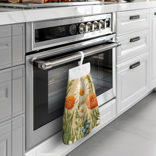 Goronwyfloyd Blue White Daisy Hand Towel Set