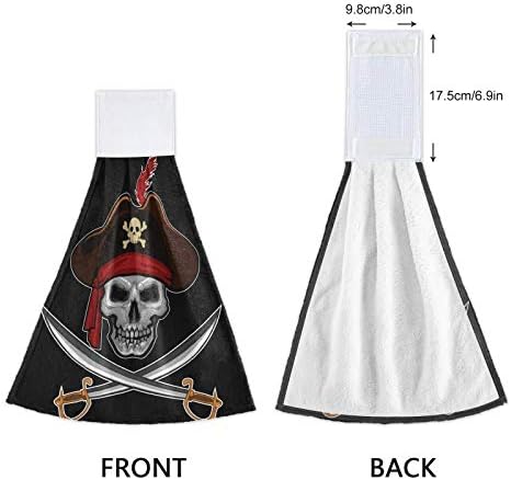 FFYHO 2 Pack Hanging Kitchen Towels with Loop Pirates Skull Design