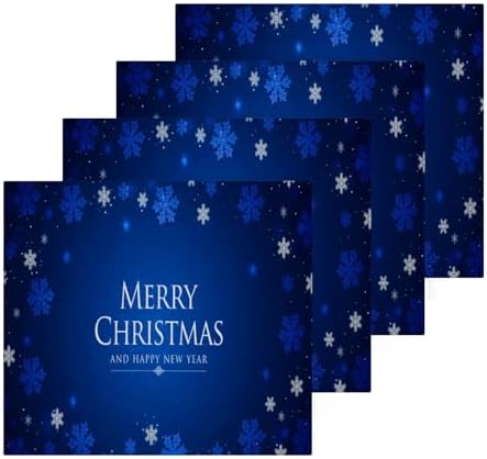 Merry Christmas Blue Washcloths 2 Pack Soft Absorbent Cotton Face Towels