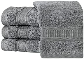 4 Piece 13x13 Inch Soft Turkish Cotton Washcloths Set - Gray
