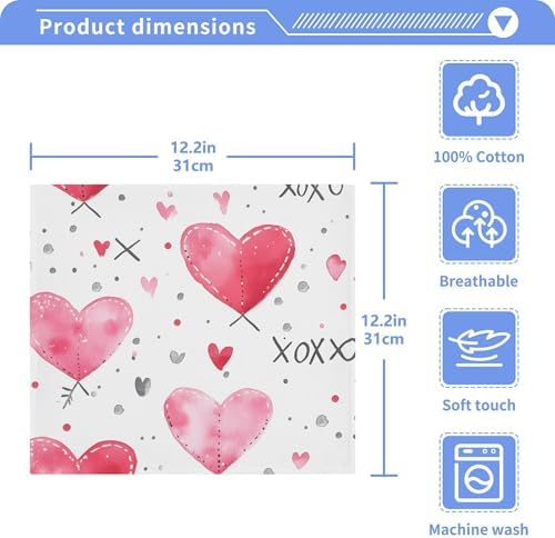 Xigua Valentines Day Hearts Washcloths Set of 2 - 12x12 Inch