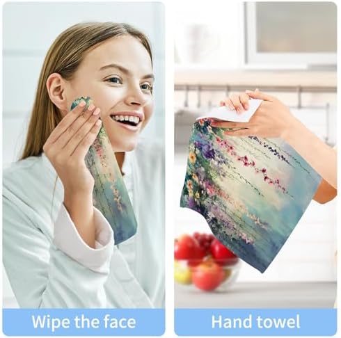 Xigua Vibrant Wildflowers Washcloths Set of 2 12x12 Inch
