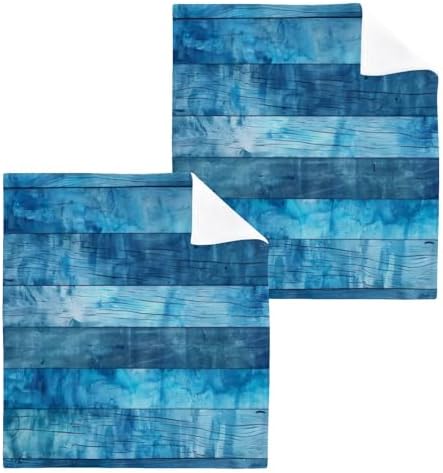 Teal Wood Washcloths 2 Pack Soft Absorbent Cotton Face Towels