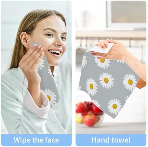 White Daisy-Shaped Pure Cotton Washcloths Set 2-Piece Reusable Face Towels