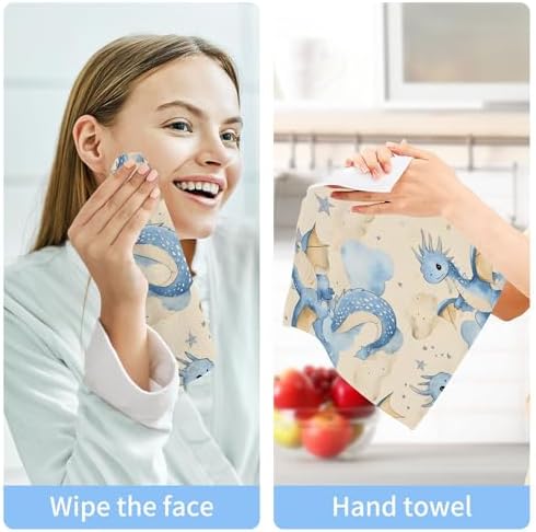 Xigua Watercolor Cute Dragons Microfiber Washcloth Set