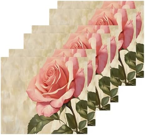 Xigua Rose Washcloth Set with Green Leaves 12x12-inch 2-12 Piece Set
