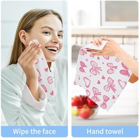 Xigua Bow Pattern Washcloths Set of 2 - 12x12 Inch 1