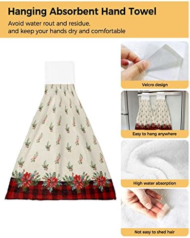 Chucoco Hanging Tie Towel 1-Piece kitchen hand towel Reusable Red Christmas