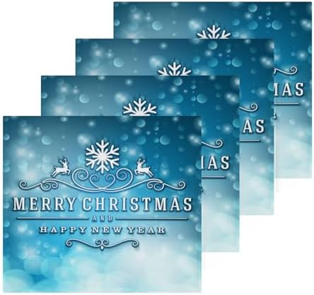 Merry Christmas Blue Washcloths 2 Pack Soft Absorbent Reusable Baby Face Towels
