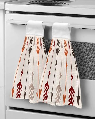 Retro Arrow-Printed Hand Towels Set - Hanging Linen for Kitchen Bathroom