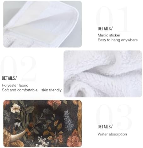 Quick drying kitchen hand towels with hanging loops 182x14 inch set of 2