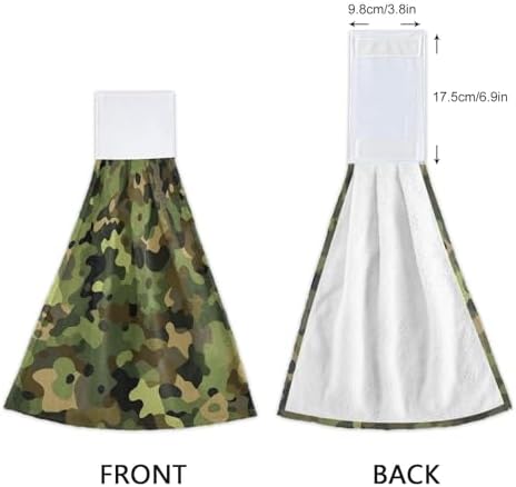 Camouflage Green Towels with Hook Loop Durable Dishcloths for Kids