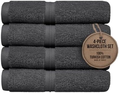 Premium 4-Pack Washcloths - Soft Absorbent 12x12 Anthracite