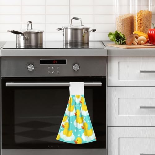 Cute Yellow Ducks Hand Towel Set of 2 with Hanging Loop